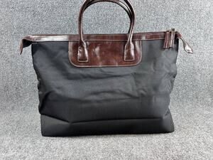 Lancome Black Tote Handbag Brown Handles Zip Top New No Tags